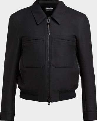 Tom Ford Men & apos;s Lacquered Wool Battle Jacket