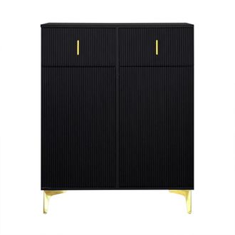 Urban Meuble Aparador alto de dise&ntilde;o contempor&aacute;neo 2 cajones y 2 puertas negro
