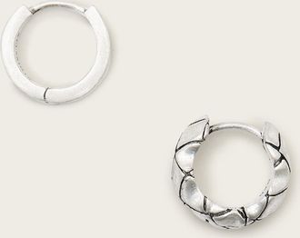 AllSaints Mens Sterling Silver Ajax Sterling Silver Hoop Earring Set, Size: One Size