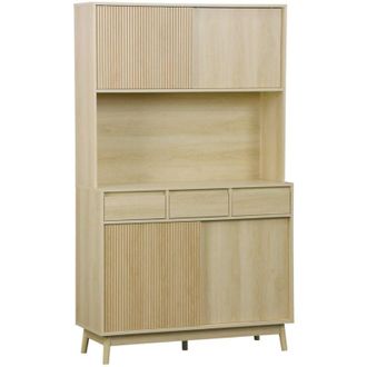Sweeek Sweeek - 110cm wooden buffet with 3 drawers, Linear, Natural, 110x40x185 cm