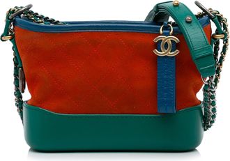 Chanel Pre-owned Womens Mini Coco Handle Suede Quilted Bag - Orange Leather - One Size