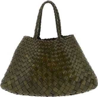 Dragon Diffusion Hand-Woven Leather Tote Bag With Antique Medal Detail