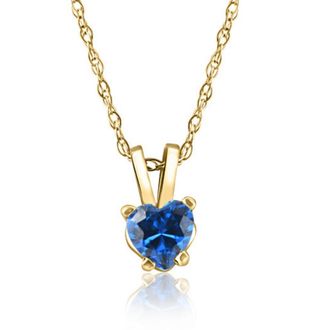 Pompeii3 Womens 1/2ct Blue Heart Shape Sapphire Pendent Yellow Gold 18 Chain Necklace