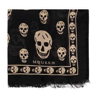 Alexander McQueen Alexander McQueen, Silky Scarves, male, Black, Size: ONE SIZE Silk Scarf with Signature Skull Motif