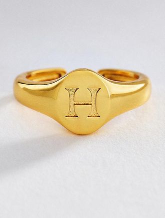 Luv AJ Initial Oval Signet Ring
