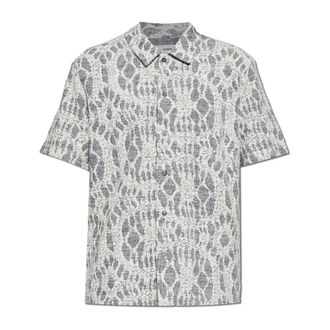 Sams&oslash;e & Sams&oslash;e Sakvist Shirt - Heren - Korte mouwen Overhemden - Beige - S - Katoen - Overhemden