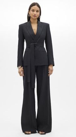 Another Tomorrow Double Breasted Fitted Jacket in Black at Nordstrom, Size 42