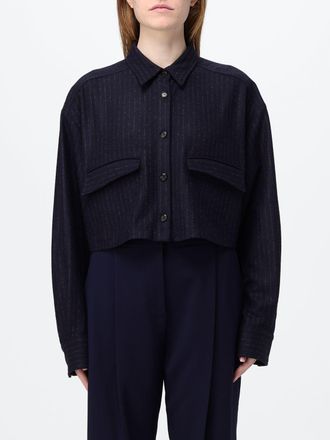 Pinko Striped Wool Flannel Shirt with a Relaxed Fit and Dropped Shoulders