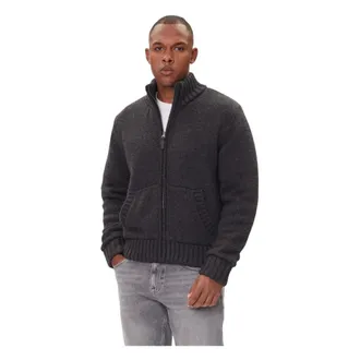 Guess Cardigans, male, Gray, Size: L Maglione full zip