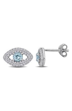 Delmar Blue Topaz & Lab Created White Sapphire Evil Eye Stud Earrings at Nordstrom Rack