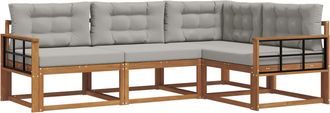 vidaXL Conjunto De Sof&aacute;s De Exterior 4 Uds. Gris Natural Y Claro Vidaxl