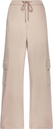 Elena Miro Broeken, Dames, Beige, M, Polyester, Wide-leg Cargo Broek