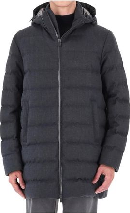 Herno Piumino Lungo Functionele Garderobe - Heren - Dons jassen - Grijs - L - Wol - Jassen