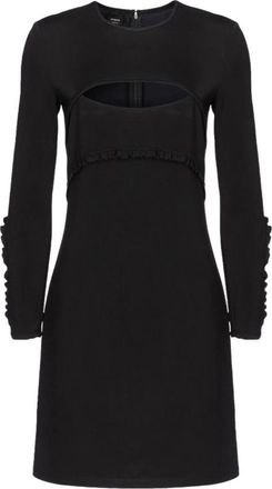 Pinko Cut-out Ruffled Mini Jurk - Dames - Korte kleedjes - Zwart - L - Kleedjes