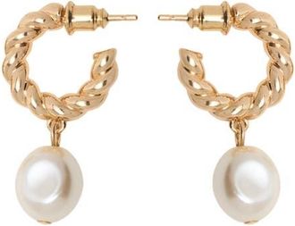Maje Twisted bead hoop earrings in Gold at Nordstrom