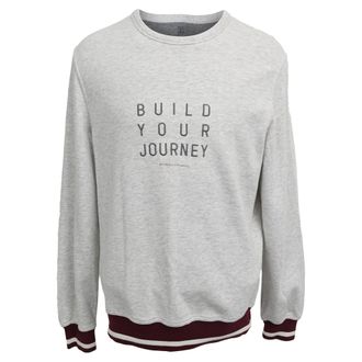 Brunello Cucinelli Build Your Journey Embroidered Sweatshirt in Grey Cotton
