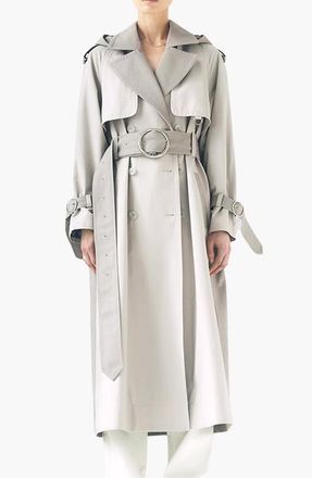 Caalo Water-Resistant Trench Coat in Light Gray at Nordstrom, Size Medium