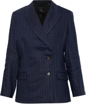Anine Bing Aretha Blazer - Dames - Blazers - Blauw - S - Leer - Jassen