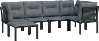 vidaXL Juego De Muebles De Jard&iacute;n 6 Pzas Rat&aacute;n Sint&eacute;tico Negro Y Gris Vidaxl