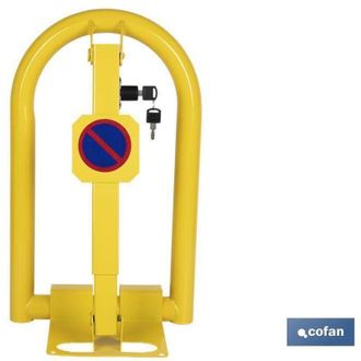 cofan Cofan Bloqueo Parking Amarillo 300x500 Mm, Bloqueo De Parking De Color Amarillo Con Cerradura Integrada Y Adhesivo Con El Logo De Prohibici&oacute;n De Aparc