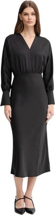 Joop Darla Jurk met Tailleplooien - Dames - Casual kleedjes - Zwart - S - Polyester - Kleedjes