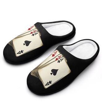 Generic Playing Cards-Aces Womens Slippers Warm House Slippers Indoor House Shoes with Anti-Skid Rubber Sole