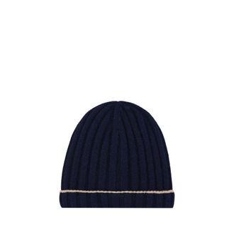 Brunello Cucinelli Mens Blue Cashmere Beanie Accessory