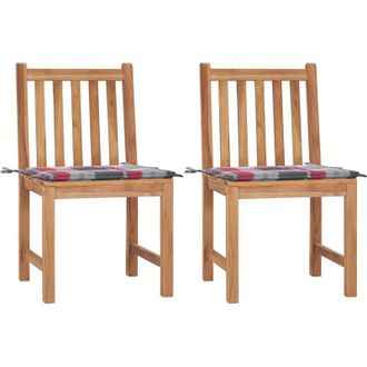 vidaXL Sillas De Jard&iacute;n 2 Unidades Madera Maciza De Teca Con Cojines Vidaxl