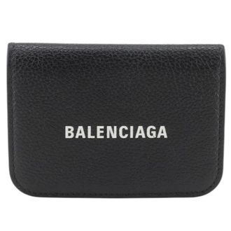 Balenciaga Pre-owned Wallets, female, Black, Size: ONE SIZE Pre-owned Cash Mini Leather Trifold Wallet