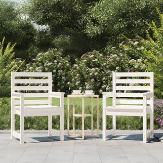 vidaXL Vidaxl - Sillas Jard&iacute;n 2 Uds Madera Maciza Pino Blanco 60x48x91 Cm