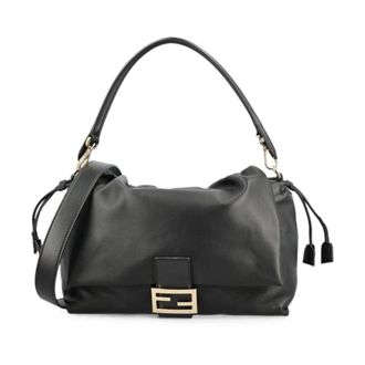 Fendi Baguette Soft Large - Dames - Tassen - Zwart - Maat: ONE Size Leer