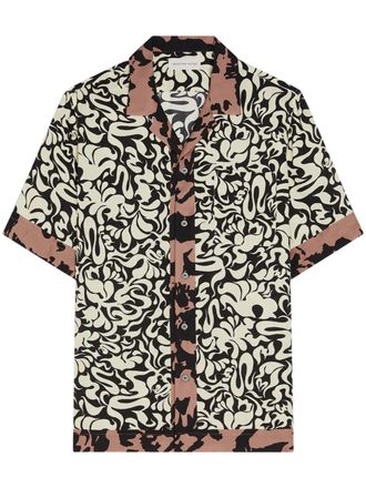 Dries Van Noten Short-Sleeve Abstract Pattern Shirt with Camp Collar