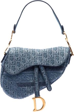Dior Pre-owned Dior Oblique Embroidered Denim Saddle Bag Ladies ORJWS8SKZHA83FWN