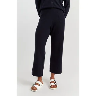 Chinti and Parker Wool-Cashmere Cropped Wide-Leg Pants in Navy at Nordstrom, Size X-Small
