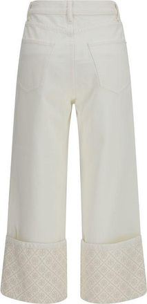 Tory Burch Womens White Cotton Straight-Leg Jeans Clothing