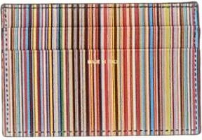 Paul Smith Signature Stripe Card Holder - Heren - Portefeuilles - Veelkleurig - ONE Size - Leer - Accessoires