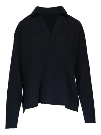 Frank & Eileen polo-collar long-sleeve T-shirt - women - Cotton - L - Blue