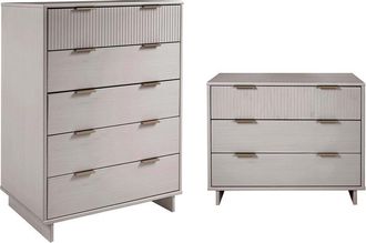 Manhattan Comfort 2Pc Granville Modern Solid Wood Tall Chest & Standard Dresser Set