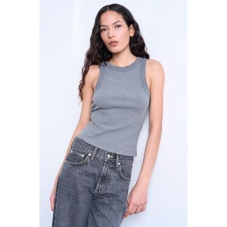 Topshop Rib Tank in Grey at Nordstrom, Size X-Small