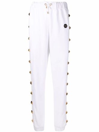 Philipp Plein Pantaloni sportivi con borchie - Bianco