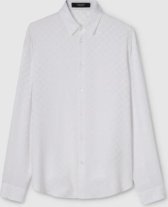 Gucci GG Silk Jacquard Shirt, Size 15++, White, Ready-to-wear
