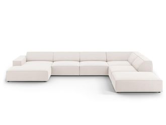 MICADONI Sof&aacute; panor&aacute;mico derecho 7 plazas tela beige claro