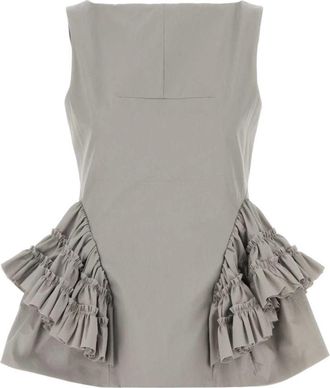 Dries Van Noten Casey Top - Dames - Blouses - Grijs - L - Katoen - Overhemden