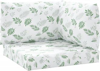 vidaXL Cojines Para Palets 3 Unidades Tela Oxford Estampado De Hojas Vidaxl