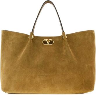 Valentino Garavani Grote Rockstud Shopper - Dames - Shoppers - Beige - ONE Size - Su&egrave;de - Tassen