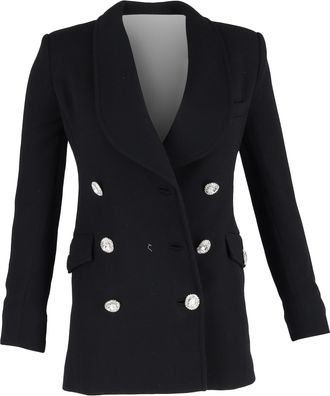 Alessandra Rich double-breasted blazer met kristallen knopen in zwarte wol