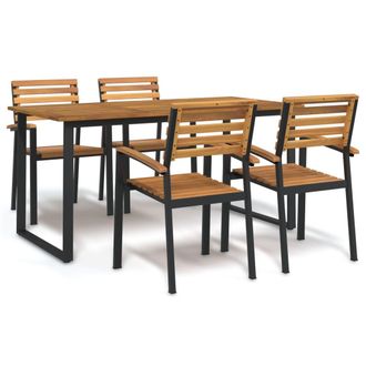 vidaXL Juego De Comedor De Jard&iacute;n 5 Pzas Madera Maciza Acacia Y Metal Vidaxl