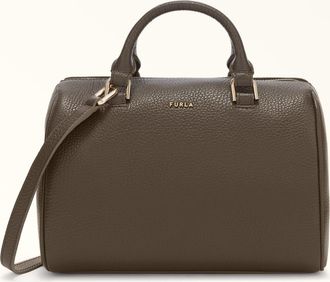 Furla Mialissa Boston Bag S Mogano Purple Grained Calf Leather Woman