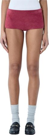 Gucci Korte Broeken, Dames, Rood, S, Leer, Suede Mini Shorts