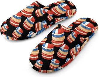Generic Macarons French Flag Mens Cotton Slippers Memory Foam Comfort House Shoes Winter Indoor Slipper for Hotel Casa Spa